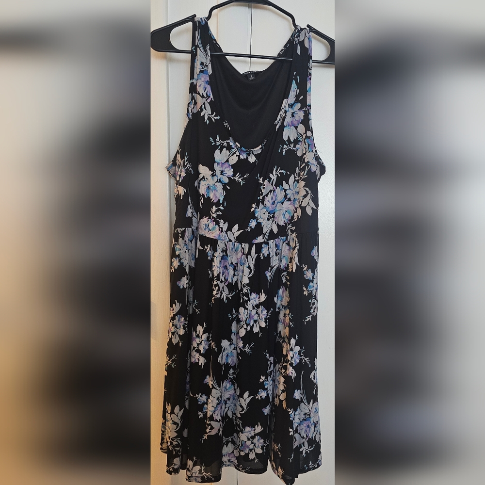 Torrid Black and Blue Floral Midi Dress